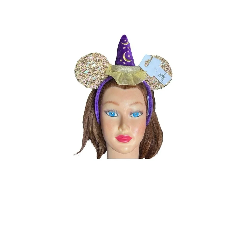 Disneyland Sorcerer Mickey Magic‎ Happens Minnie Sequin Ears Headband Parade New